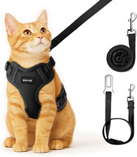 Cat Harness  Leash Escape Proof Soft Adjustable Vest Reflective Black S