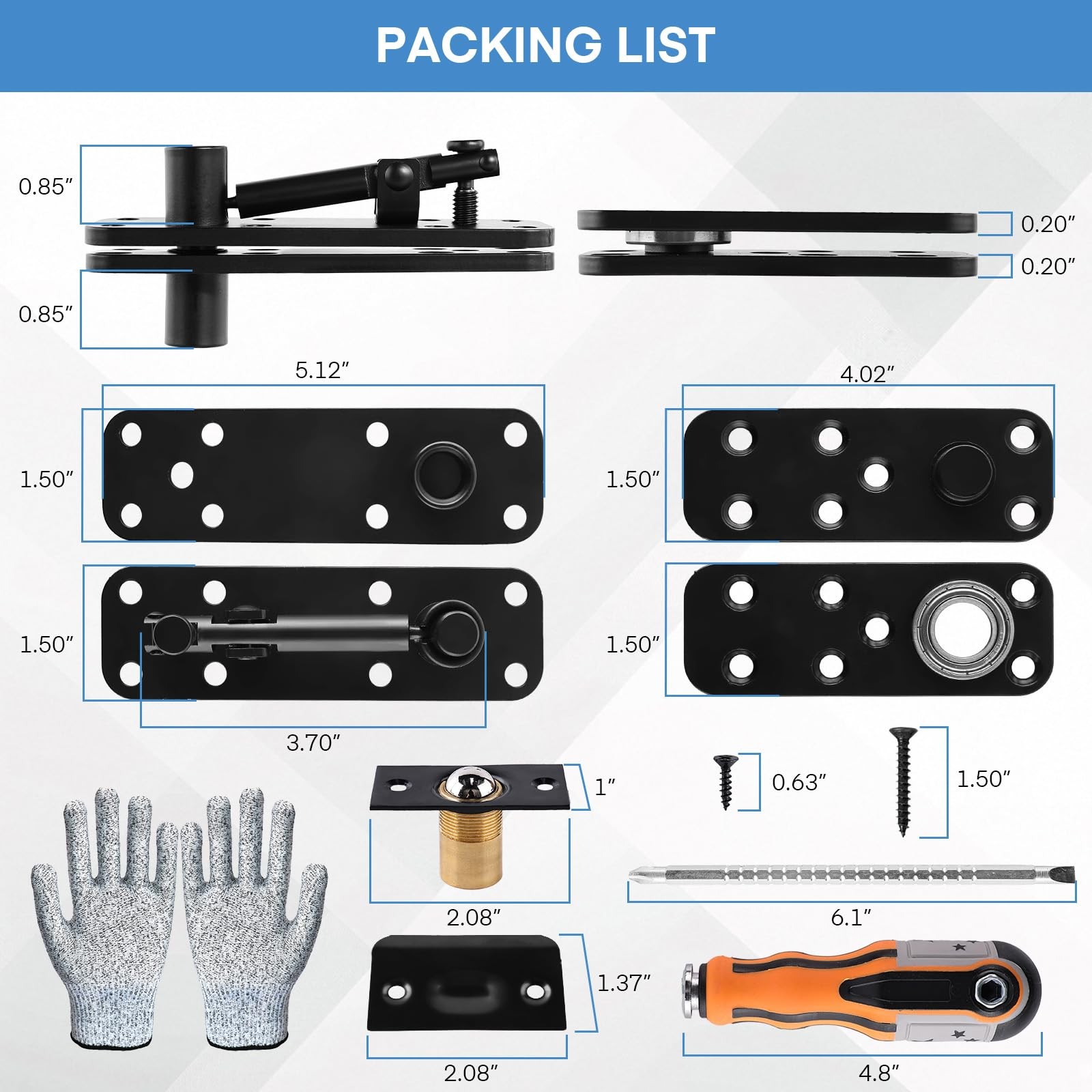 Thicker Hidden Door Hinge,570LBS Load-Bearing Heavy Duty Pivot Door Hinges,Bl...