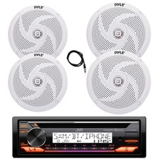 JVC Marine Bluetooth CD Receiver, 4x 8" 320W  6.5" 240W White Speaker, Antenna