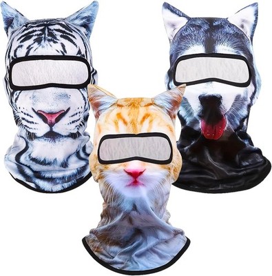 3 Pack 3D Cat Ski Mask Balaclava with Ears,Windproof,Cycling,Halloween