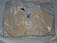 Curvy Couture Bra New Size 44H Unlined Underwire Sheer Mesh Nude 