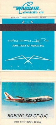 Vtg WARDAIR Canada Boeing 747 CF-DJC Matchbook Airline Aviation Memorabilia