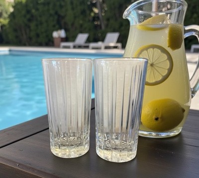 (2) Vtg MIKASA CRYSTAL ILLUSION EXECUTIVE High Ball Glasses 6 1/4  Lead Crystal