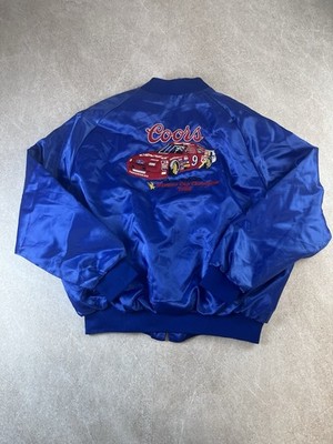 Vintage 1988 Bill Elliott Coors NASCAR Champion Aristo Jac Satin Jacke Herren XL