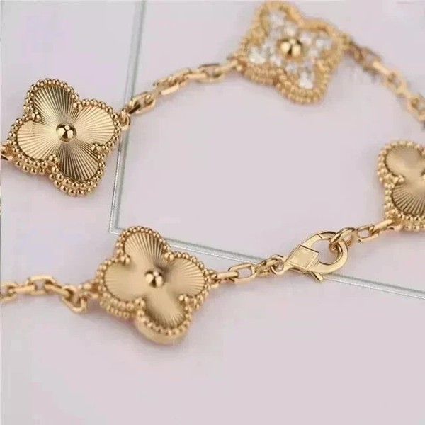Alternate view of Flower Women's Bracelet 0.50 Round Real Moissanite 14k Yellow Gold Plated
