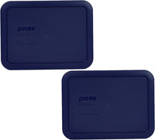 Pyrex Bundle - 2 Items: 7210-PC 3-Cup Blue Plastic Food Storage Lids - Original