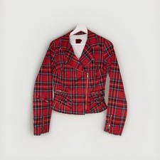 Tripp NYC Red Tarten Moto Biker Punk Jacke Größe Small Damen 