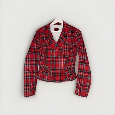 Tripp NYC Red Tarten Moto Biker Punk Jacke Größe Small Damen 