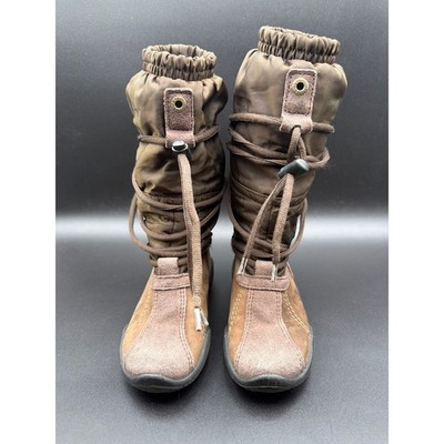 Ecco Solice K Girls Boots Size 10 Brown Leather Gore-Tex Winter Tall Waterproof