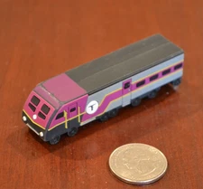 MBTA PURPLE LINE RUBBER COMMUTER RAIL TRAIN ENGINE TOY BOSTON T KEY CHAIN RING