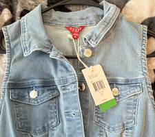 GUESS Misha Denim Shirt Dress Womens M Knee Length Sleeveless Blue Pockets