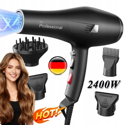 MARKENLOS Föhn Ionen Profi Fön Haartrockner Hair Dryer Haarföhn mit 1Diffusor 2Stylingdüse