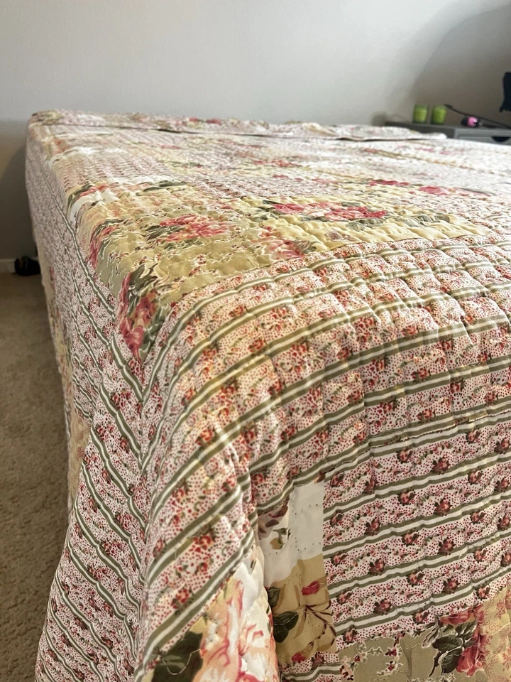 Edredón Vintage Shabby Chic Rosa Floral Rosas Completo/Reina Con 2 Fundas Foto 2 de 4