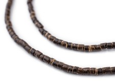 Chocolate Heishi Coconut Shell Beads 3-4mm Brown Wood 22 Inch Strand