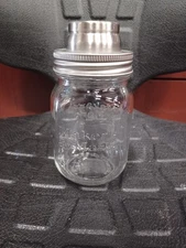 Maker's Mark Cocktail Shaker Glass Mason Jar With Lid & Strainer Made With Care
