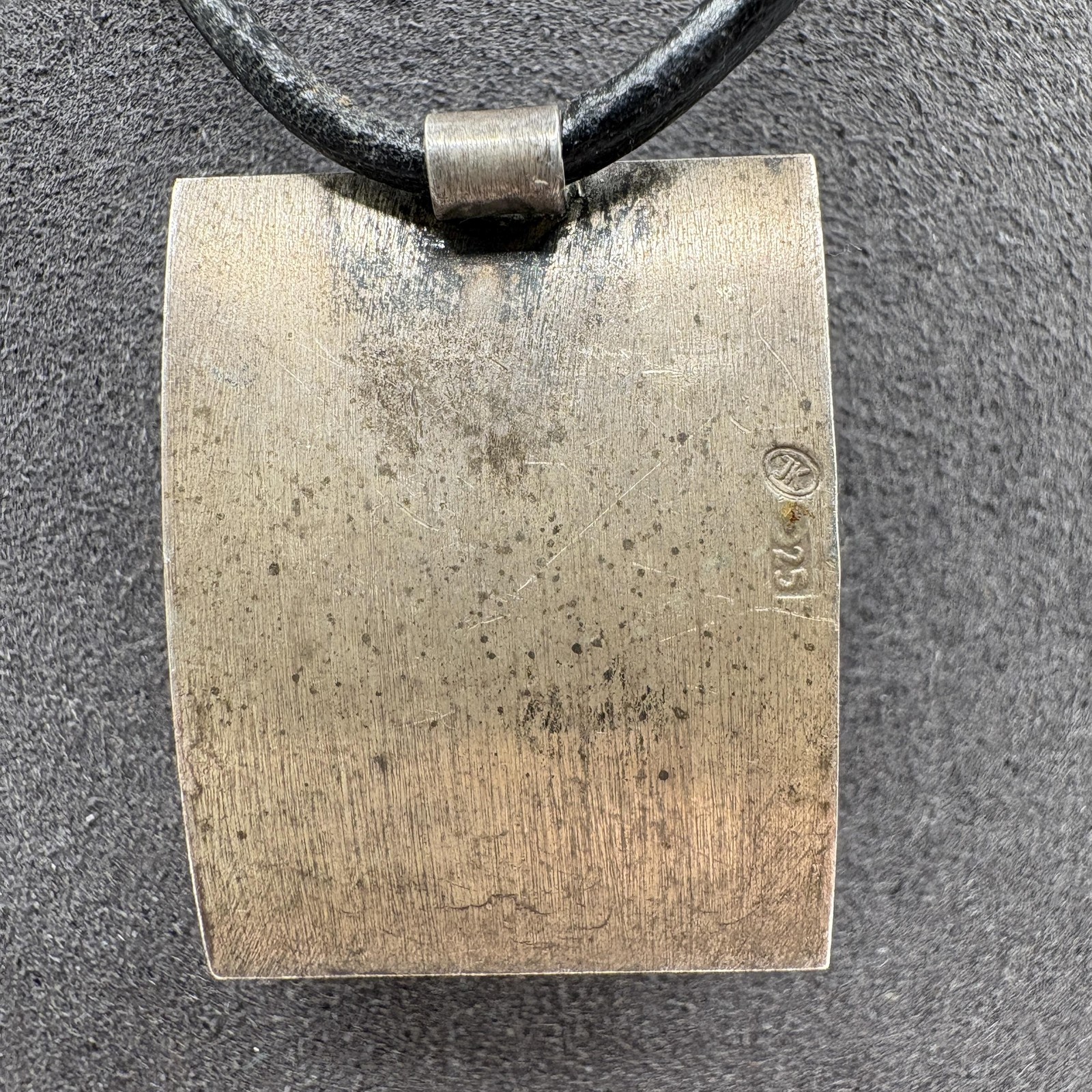 Sterling Silver 925 Amber Style Rectangular Penda… - image 3