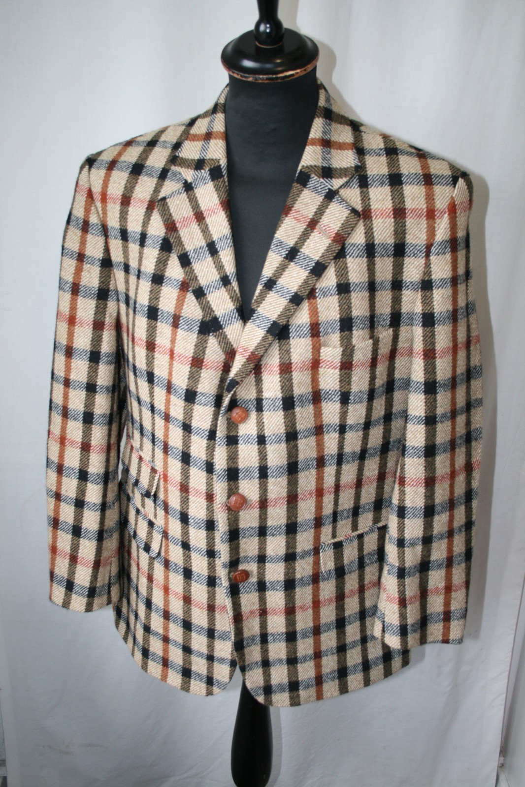 Vtg Daks Simpson 1976 wool classic check tweed jacket blazer 42s mod revival