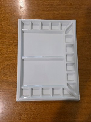 Porcelain Artist Paint Palette, 19 Big Paint Wells, 2 Large Mixing Areas