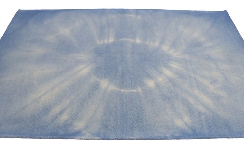 Abstract Tie-Dye Design Blue 5X8 Hand-Tufted Modern Wool Rug Kids Room Carpet - Picture 4 of 13