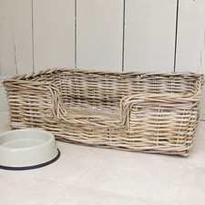 Grey Rattan Wicker Pet Dog Bed Cat Basket Small Medium Large XL XXL