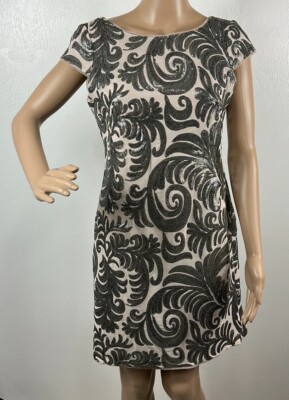 adrianna papell beaded cap sleeve sheath dress Adrianna Papell Women's Petal Sleeve Sheath Dress - Black main image 1