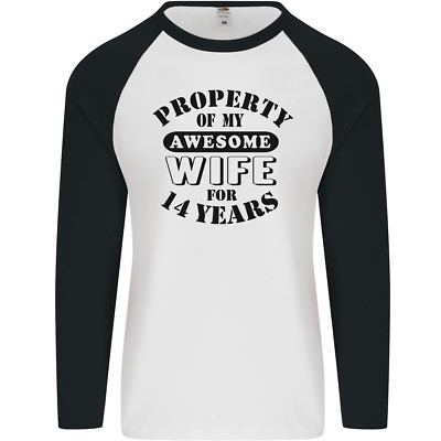 Baseball-T-Shirt 14. Hochzeitstag 14 Jahre lustig Frau Herren L/S