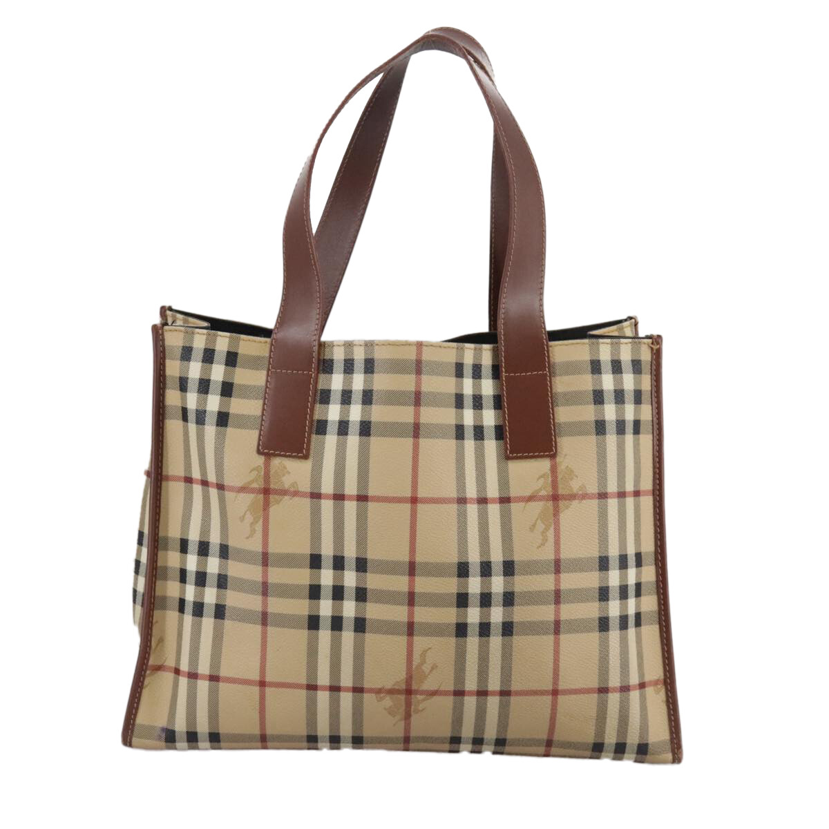 バーバリー トートバッグ ハンドバック レザー ゴールド金具 底鋲 ブラウン BURBERRY Nova Check Tote Bag PVC Leather Beige Brown gold