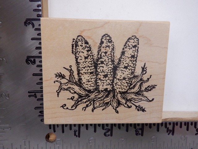 NORTHWOODS HARVEST CORN ON THE COB EARS OF CORN WOOD RUBBER STAMP EUC L3644 NORTHWOODS HARVEST CORN ON THE COB EARS OF CORN WOOD RUBBER STAMP EUC L3644