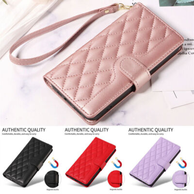 Leather Strap Grid Wallet Phone Case For Sony Xperia 1 5 10 III IV V VI Nothing