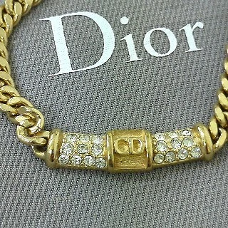 Collana Christian Dior CD Cristallo Strass Catena L41cm Top H0 7cm L2 8cm