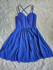 NWT Adas Bridals Women's Blue Lace and Satin Sleeveless Formal Dress Size 10