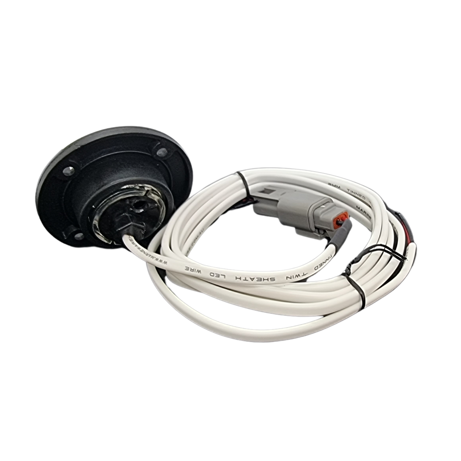 Blue LED Bung Light with Base Mount 12V Marine Tinned Wire Fully