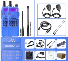 2PCS BAOFENG UV-5R III 5W 226-260MHZ TRI-BAND FM HAM TWO-WAY RADIO WALKIE TALKIE