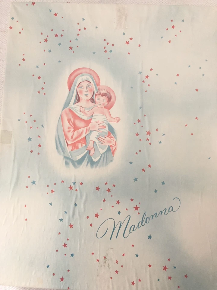 "Juego de bautizo vintage Madonna bebé caja solo de colección 17"" religiosa María Jesús" Foto 2 de 4