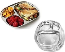 Stainless Large Mess Trays Great Size Lunches Kids Portion Control Camping Party