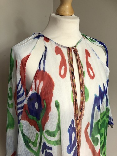 ZARA long semi sheer floral printed chiffon Kaftan Holiday Cover up Oversized - Picture 5 of 15