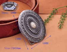 Huge Vintage White Bead Indian Tribal Ethnic Floral Turquoise Belt Buckle