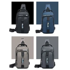 Anti-Theft Men's Sling Crossbody Bag Chest Shoulder Messenger Backpack USB Port