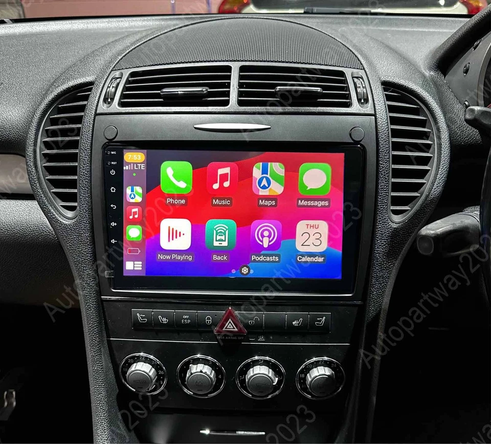 Radio estéreo GPS para automóvil 9" para Mercedes Benz Clase SLK Android 15 Carplay 2004-2010 Foto 4 de 4