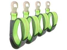 2" x 8' Green Wheel lift strap with Flat Snap Hook (4 Pack) Lasso Reinforced Tow