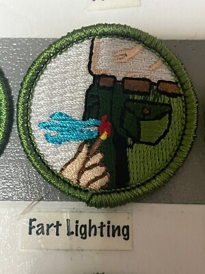 FART LIGHTING PYRO FIRE MERIT BADGE PATCH BOY SCOUT PATCH FUNNY SPOOF BS