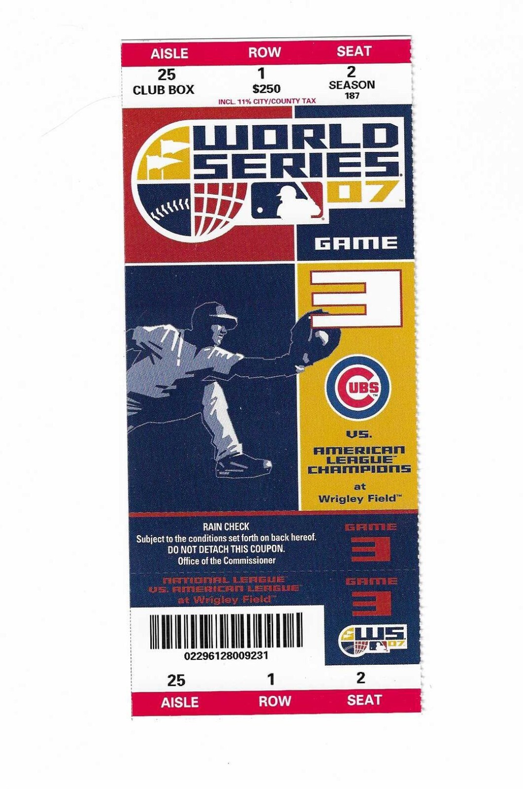 Chicago Cubs Phantom World Series Game 3 Baseball Ticket from 2007