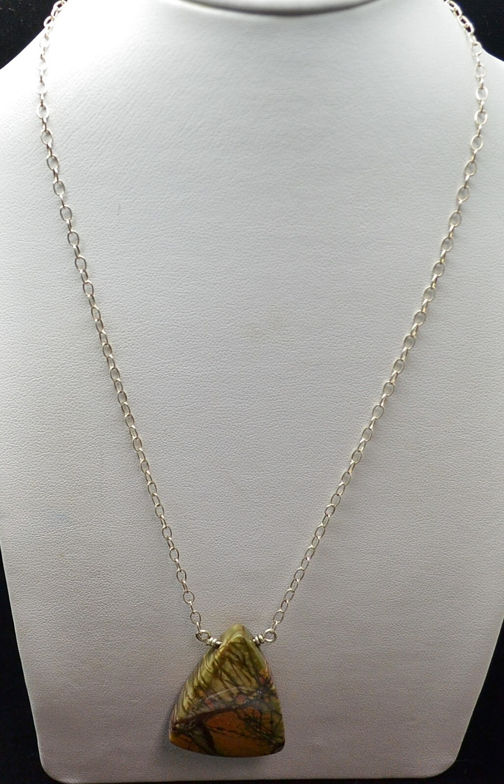 Sterling Silver Large Triangular Stone Pendant Ne… - image 1