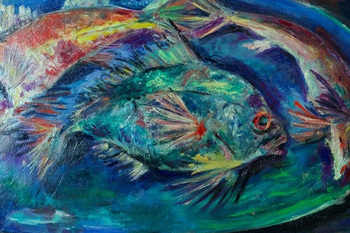 Tableau ancien Marine nature morte poissons Expressionniste HENRY SAINT PLANCAT - Photo 8/9