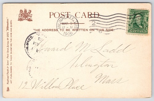 Milwaukee WI Couple & Victorian Lady on Shore of Lake Michigan~Steamship~TUCK - Picture 2 of 2