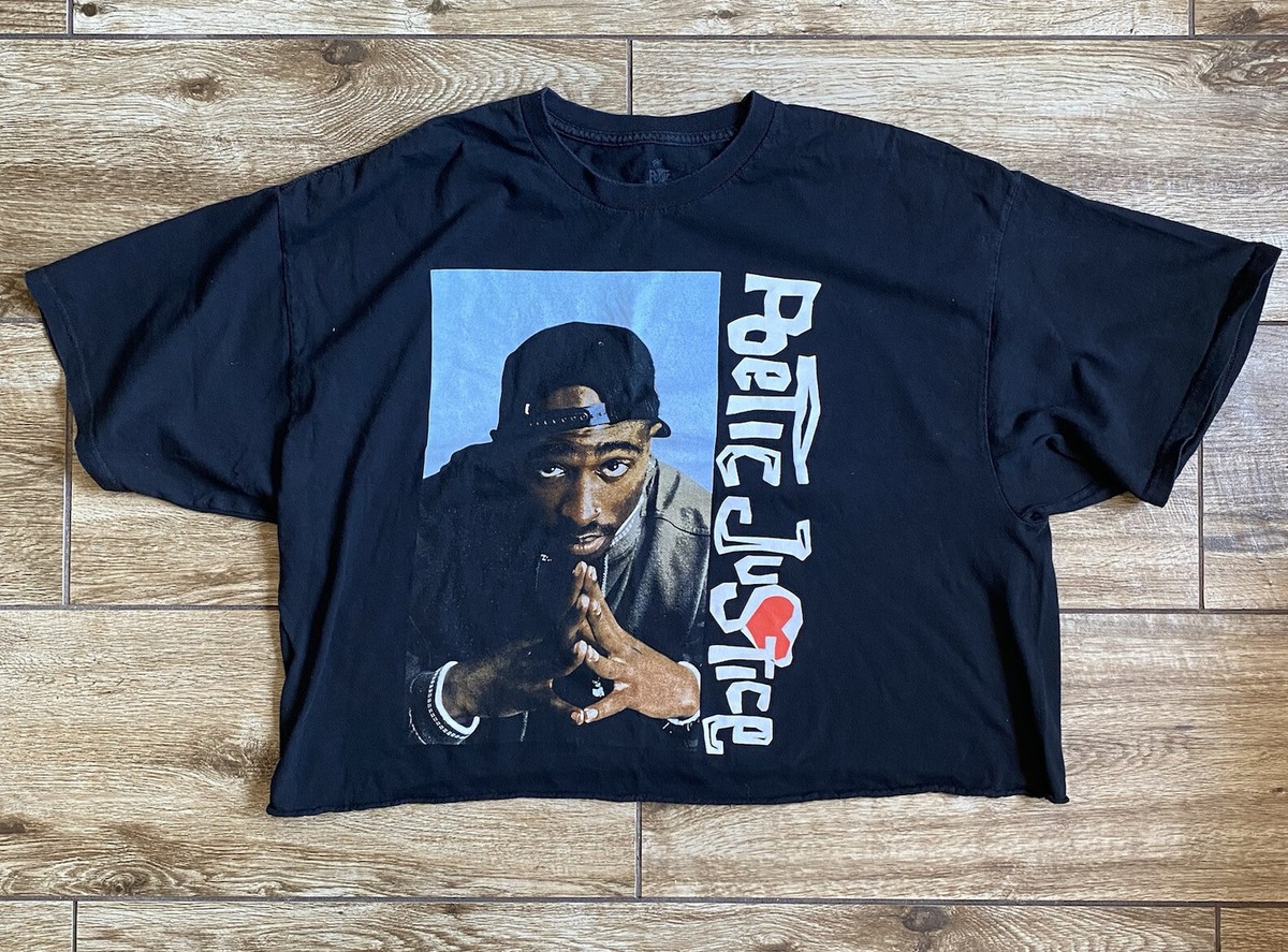 Philcos Tupac 2pac Poetic Justice Black Cropped Short Sleeve T