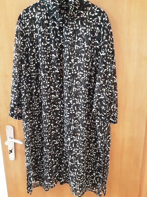 Bluse MS Mode Gr. 48/50 Transparent Gemustert weiß/crem/schwarz / Neu ungetragen