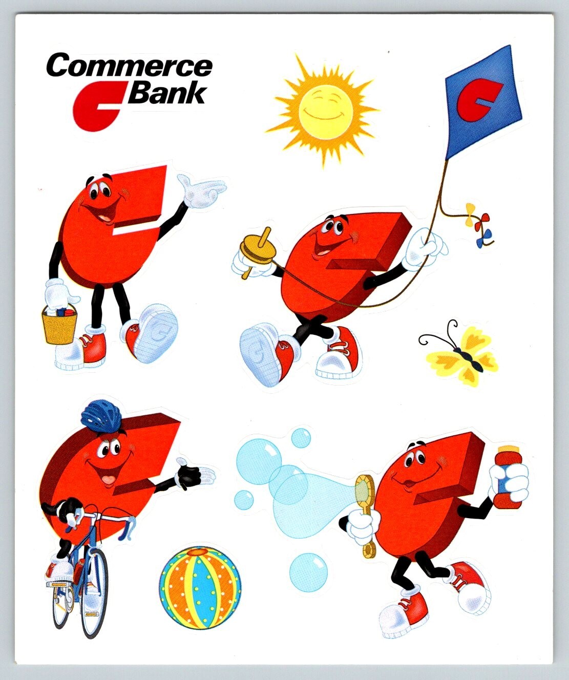 Commerce Bank Stickers C LOGO SUMMER FUN SCENES 1 Sheet Advertising ...