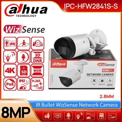Dahua Wizsense Starlight IPC-HFW2841S-S 4K 8MP Bullet IR IP Camera MIC SMD Plus