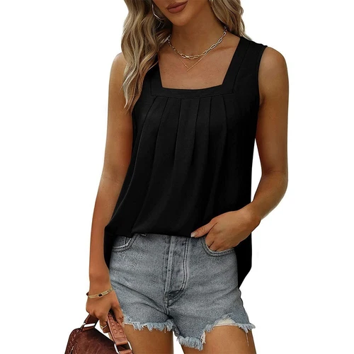 Womens Loose T-Shirt Ladies Blouse Summer Casual Sleeveless Basic Vest Tank Tops - Picture 20 of 23